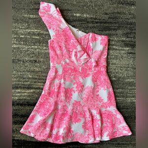 NWOT LILLY PULITZER Arlana One-Shoulder Dress W/ Anniversary Toile 12 Print 🎀